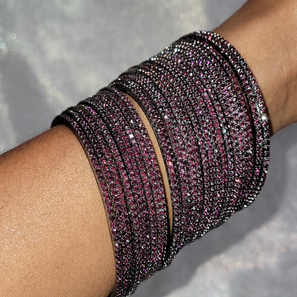 Vintage Sparkling Wine CZ Bangle Set of 3